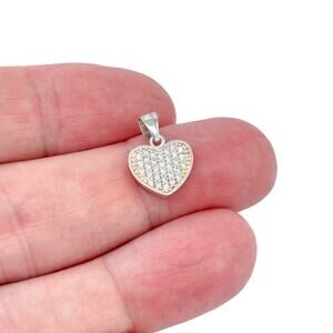 Cubic Zirconia Heart Pendant | Vintage Sterling Silver 925 Sparkling Love Charm